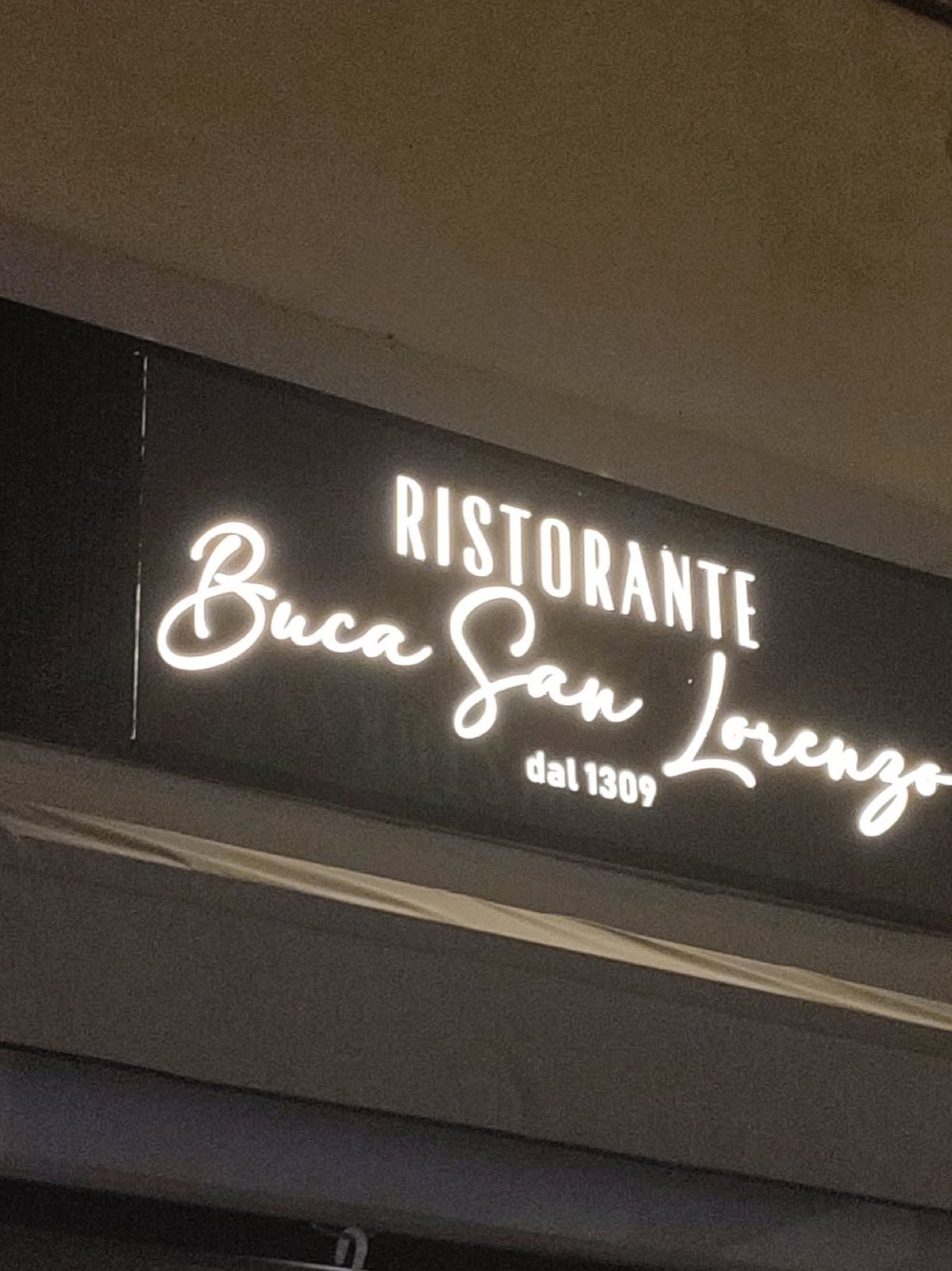 L'insegna del ristorante, dal 1309